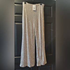 Champagne Sequin Flare Pants